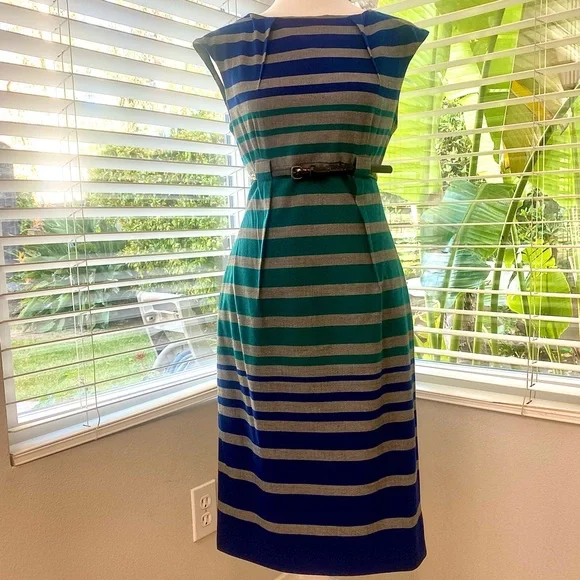 Calvin Klein Sleeveless Midi Dress w/ Belt Cinched in at waist Size 2 - Picture 3 of 15